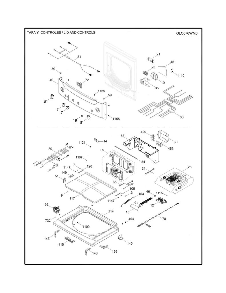Kit de tarjeta y interruptores para lavadora Mabe - 233D3147G002 CKD29242 CKD2924