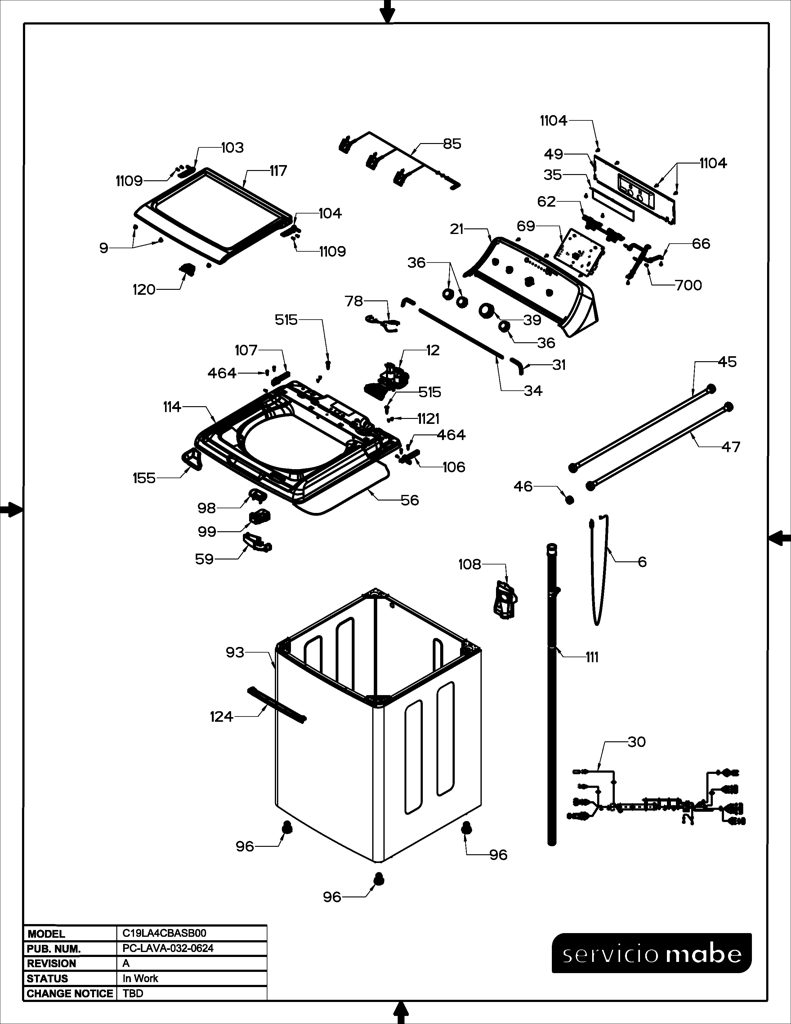 IMD Ens. para Lavadora Mabe 233D2994G015 CKD29335 CKD2933