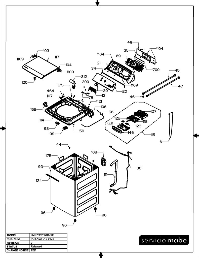 Ens Imd para lavadora Mabe - Parte original 233D2996G013 CKD29346 CKD2934