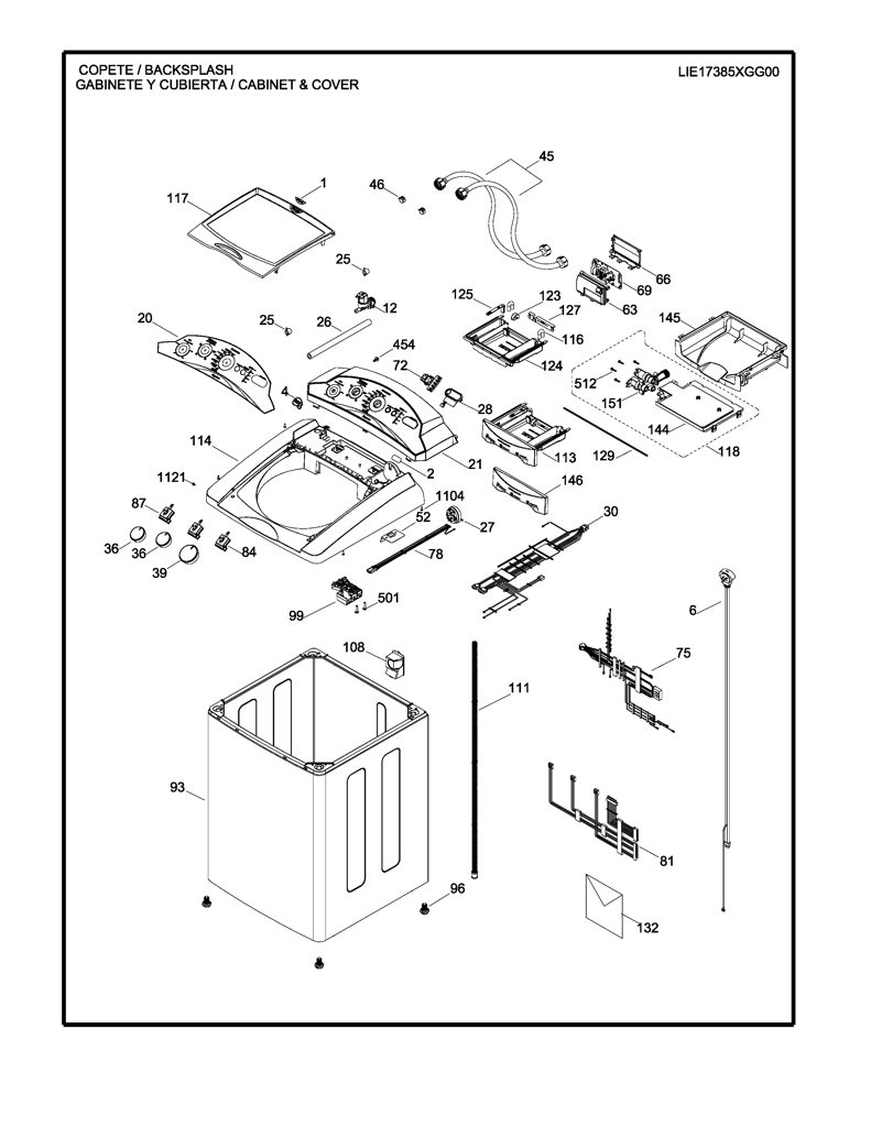 Panel frontal (Overlay) para lavadora Mabe 233D1532P001 CKD29351 CKD2935