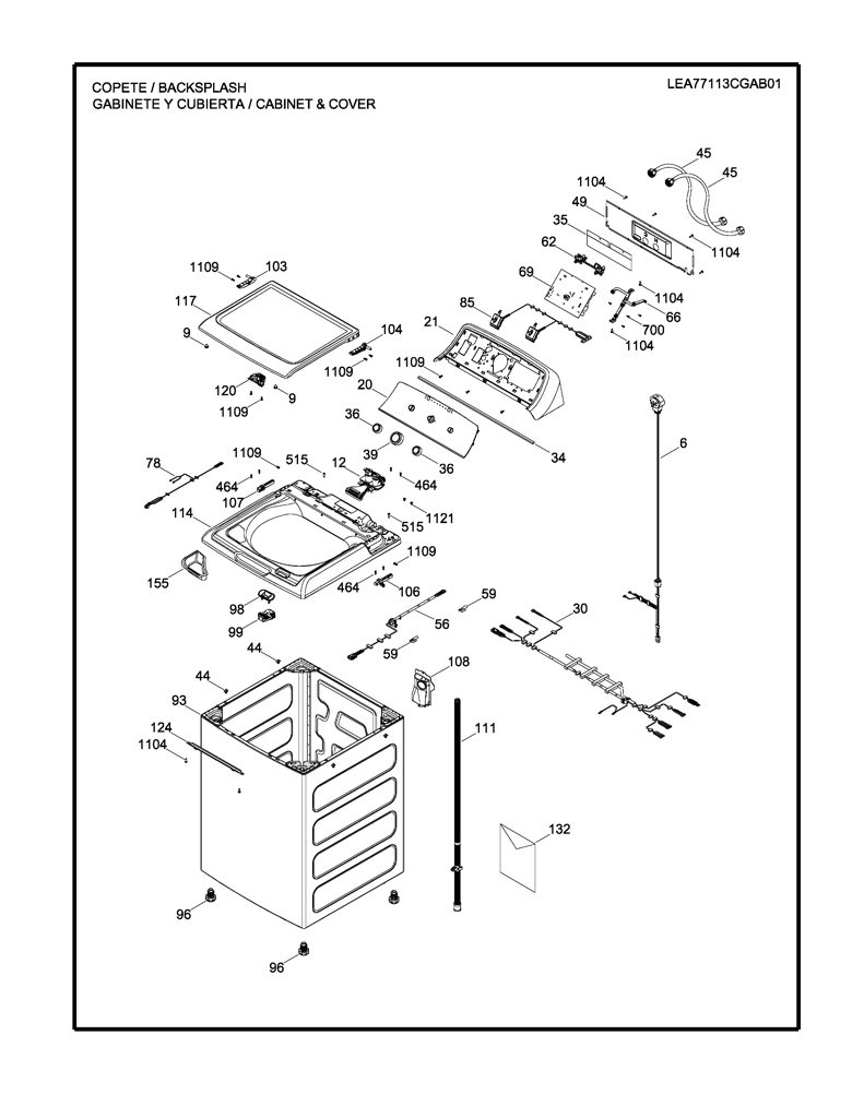 Bisel IML Ens. para Lavadora Mabe 233D2441G002 CKD29474 CKD2947