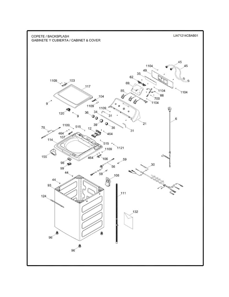Conjunto IML y cubierta superior para lavadora Mabe 233D2589G011 CKD29494 CKD2949