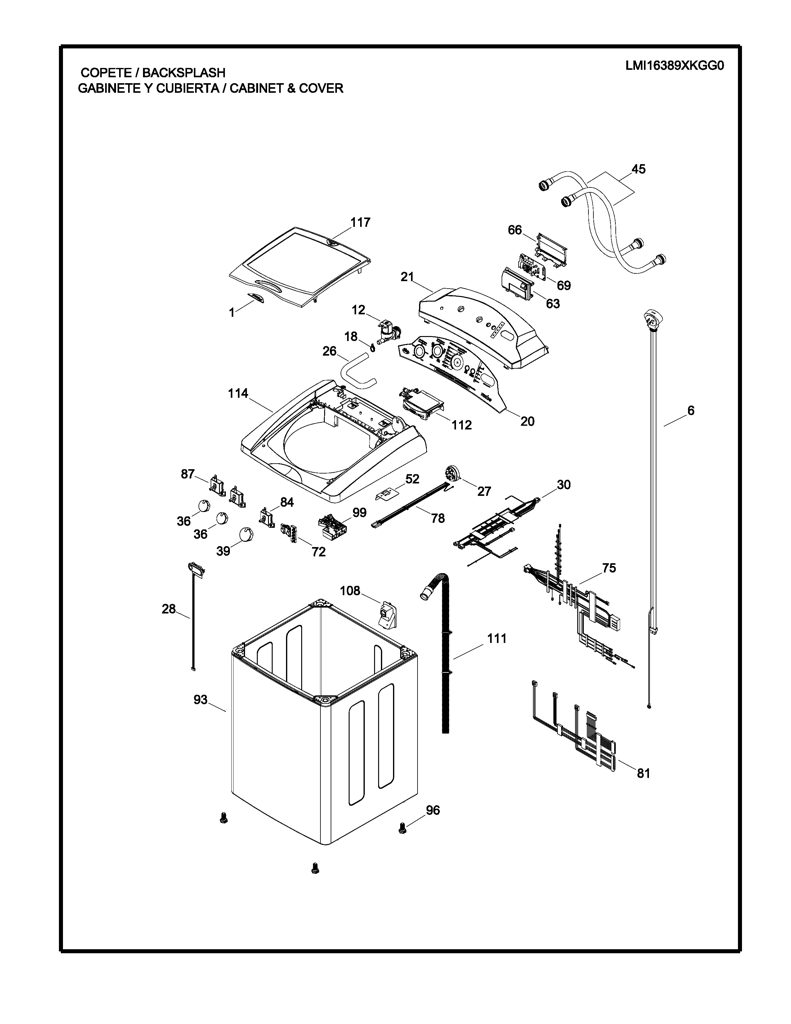 Mabe Lavadora Panel de control 189D4329P001 CKD29919 CKD2991