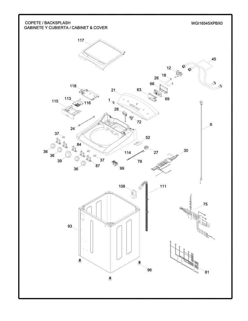 Conjunto de transferencia de calor para lavadora GE - 189D5010G004F CKD30029 CKD3002