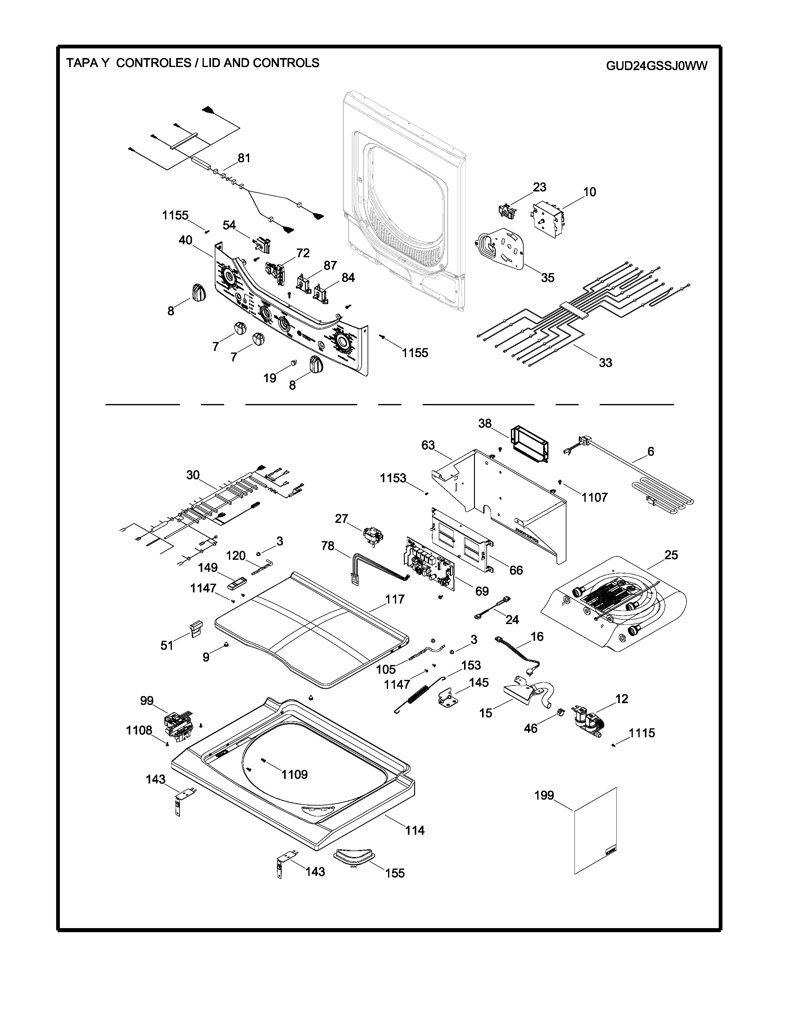Placa de control para lavadora GE 234D2295G001 CKD30049 CKD3004