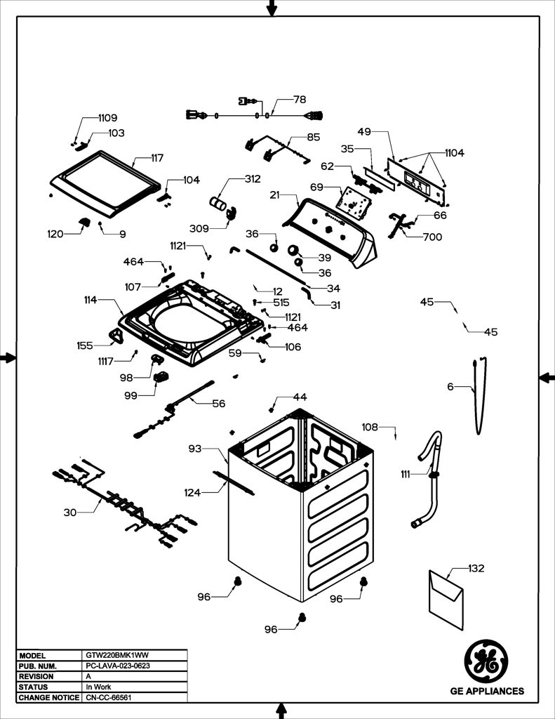Etiqueta y Borde para Lavadora GE WW01L01699 233D2590G008 CKD30124 CKD3012