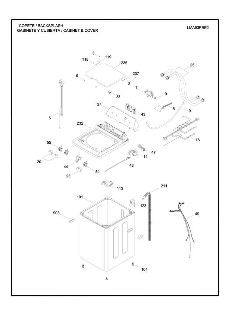Panel Superior Lavadora Mabe - CKD30220 CKD30220 CKD3022