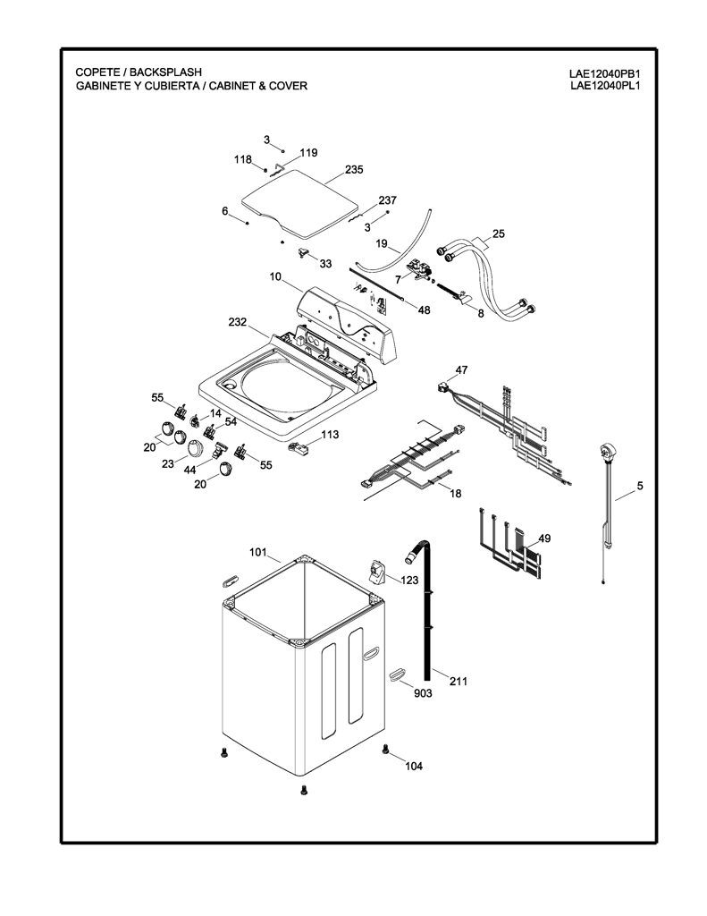 Ribete H.T. Lavadora Mabe 189D3761G012 CKD30245 CKD3024