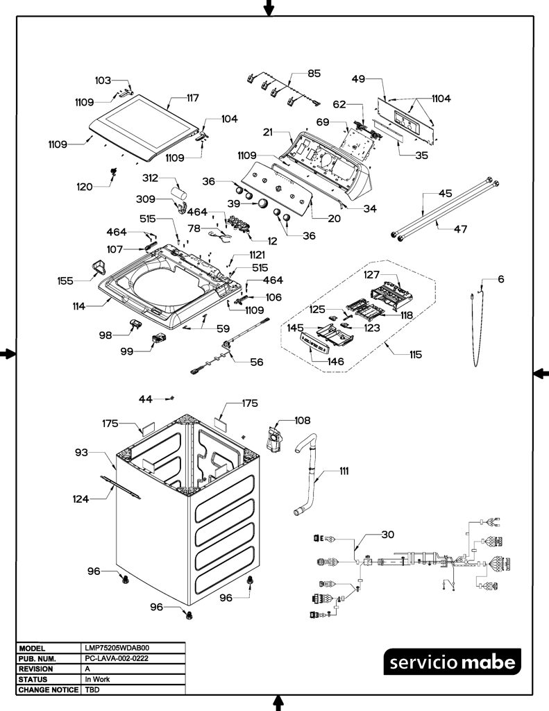 Kit de placa y software para lavadora Mabe 233D3152G053 CKD30469 CKD3046
