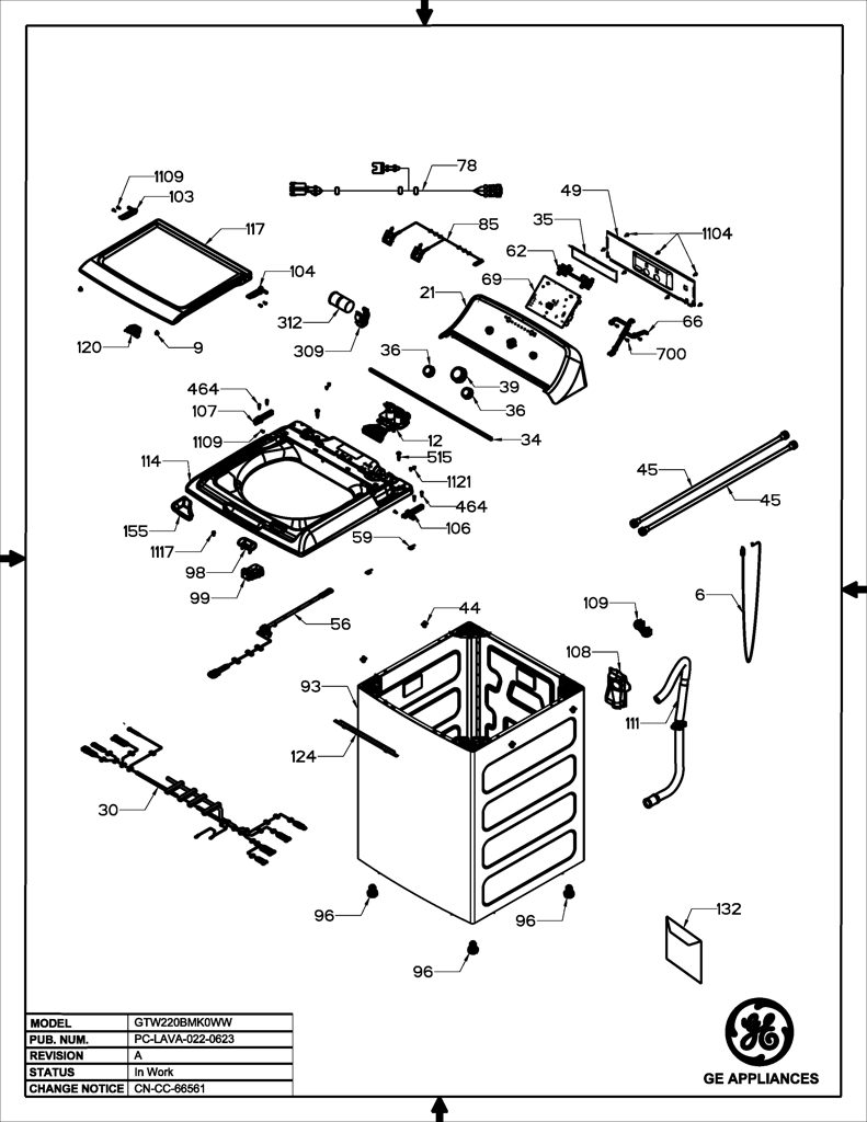 Conjunto de moldura IML para lavadora GE 233D2439G009 CKD30573 CKD3057