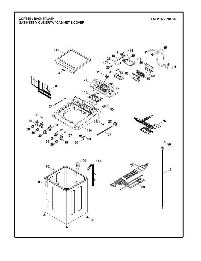 Cubierta Superior Conjunto Transferencia Calor para Lavadora Mabe 189D5010G008 CKD30585 CKD3058