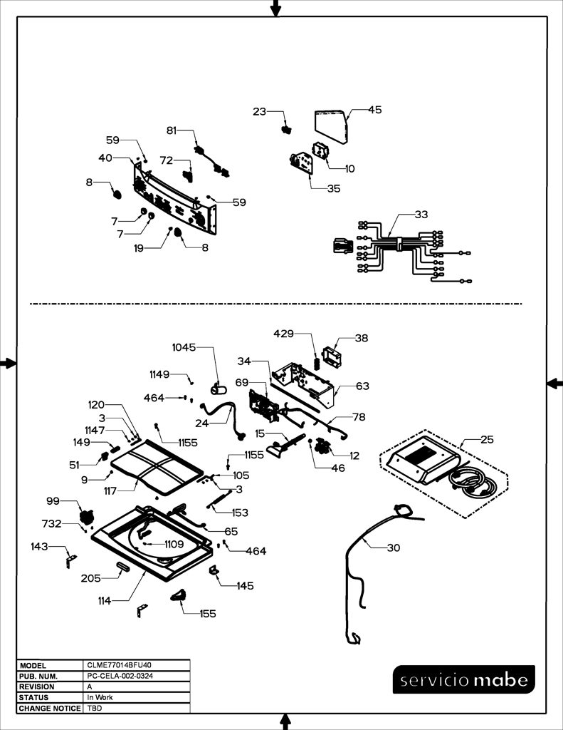 Ensamblaje de panel de control para lavadora Mabe - Pieza original 234D2897G012 CKD30639 CKD3063