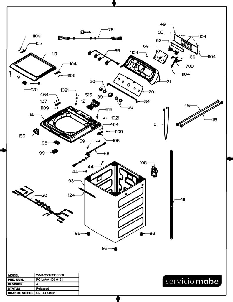 Kit de placa y interruptor para lavadora Mabe WW01A00786 233D3042G020 CKD30647 CKD3064