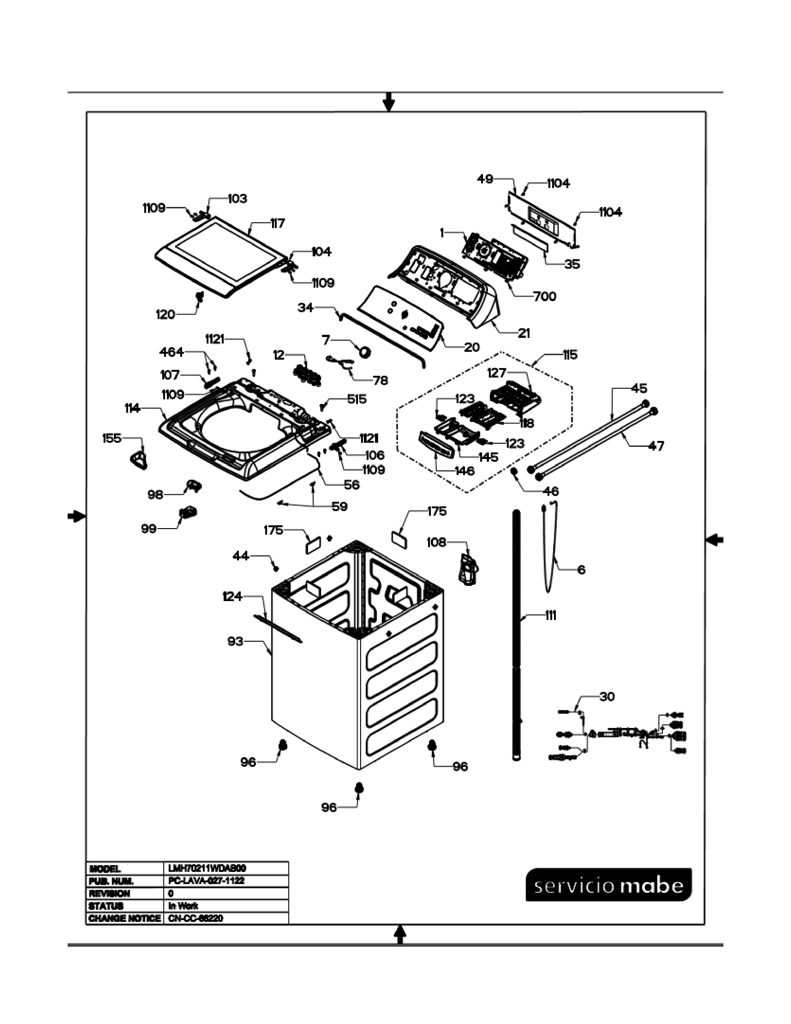 Ensamblaje de IML y bisel para lavadora Mabe 233D2996G008 CKD30684 CKD3068