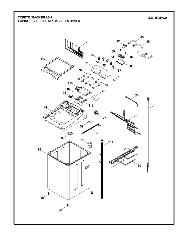 Copete de Transferencia de Calor para Lavadora Mabe - 189D5011G005 CKD30758 CKD3075