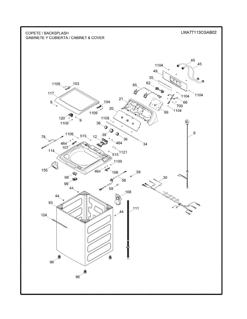 Conjunto IML y Bisel para Lavadora Mabe 233D2441G001 CKD30770 CKD3077