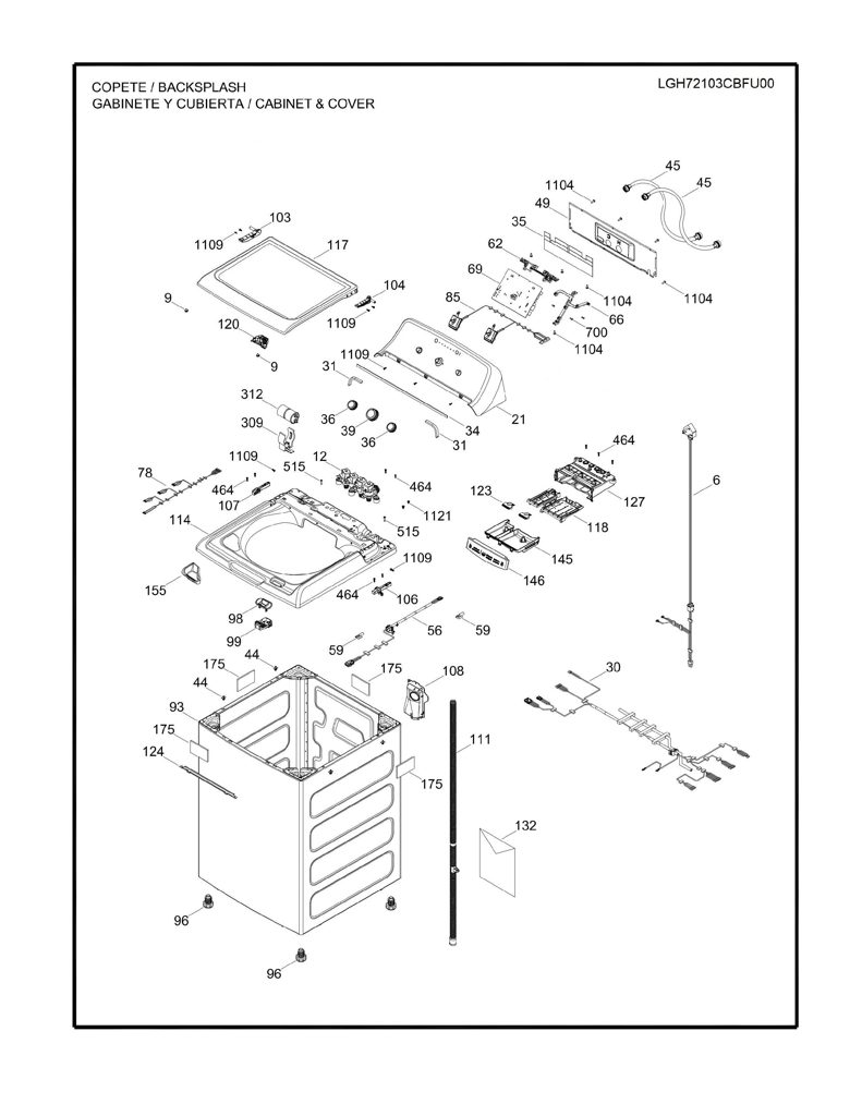 Ensamblaje de etiqueta y moldura para lavadora GE 233D2590G021 CKD30773 CKD3077