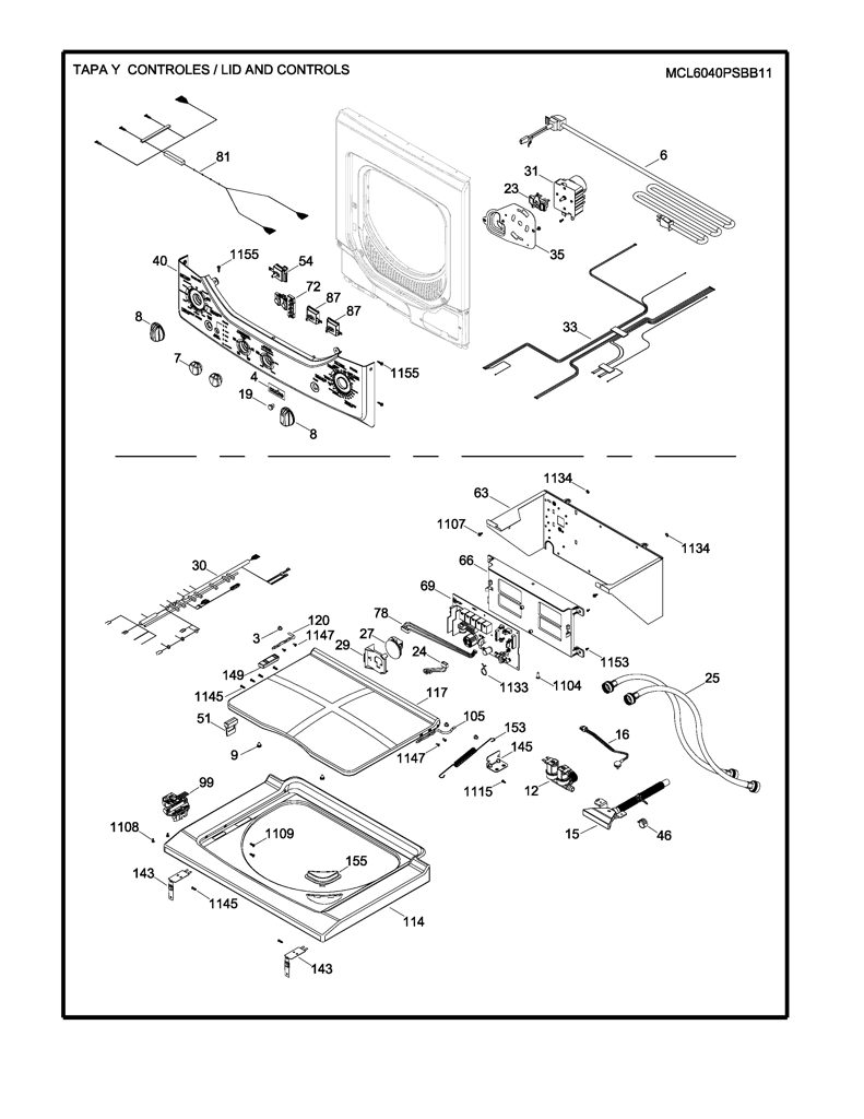 Panel de control para lavadora Mabe - Pieza genuina 234D1180G006 CKD30775 CKD3077
