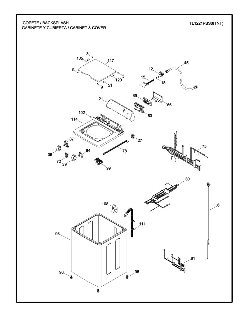 Borde Superior y Gráficos para Lavadora GE 189D3814G008F CKD30788 CKD3078
