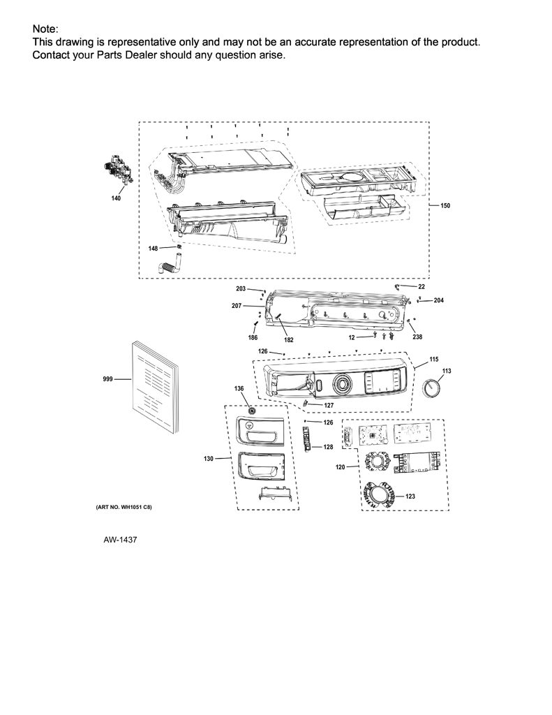 UI Board con Instrucciones para Lavadora GE WH22X34919 CKD30810 CKD3081
