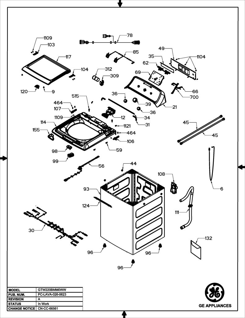 Conjunto de IML y superior para lavadora GE 233D2590G013 CKD30815 CKD3081