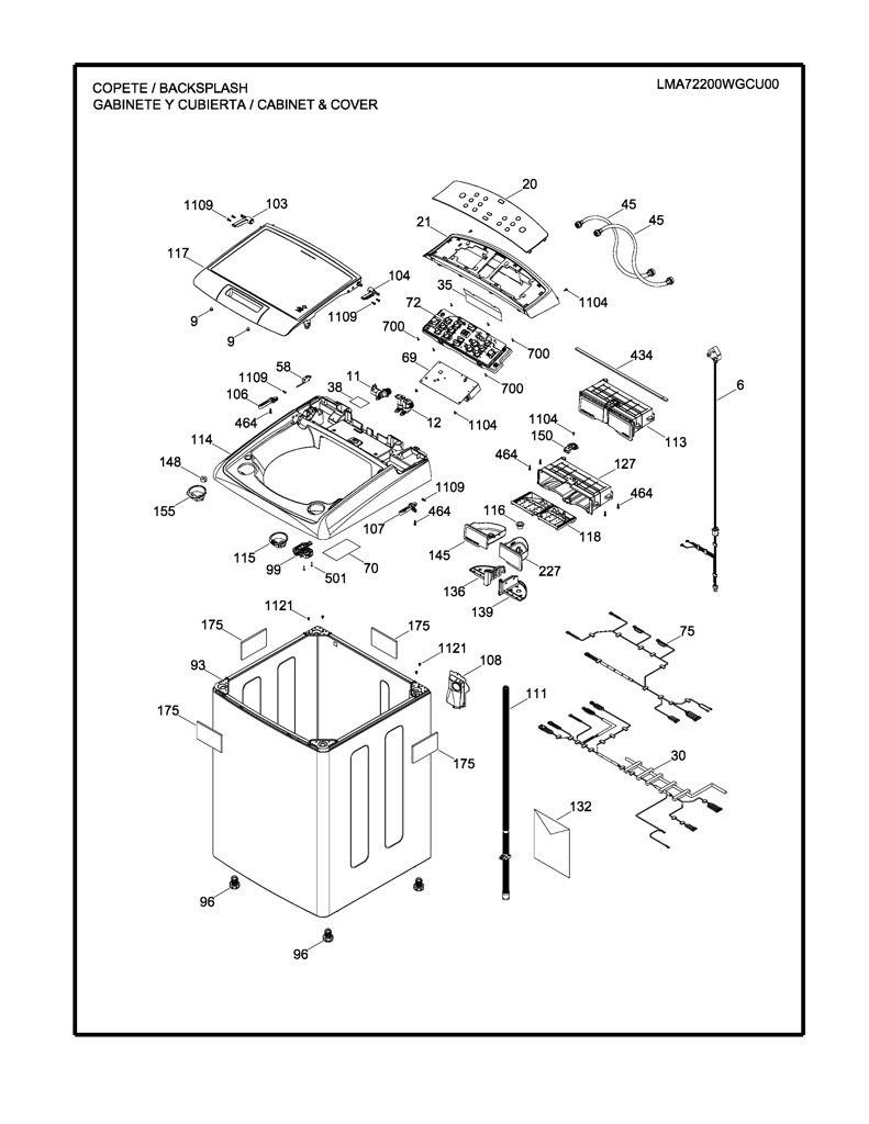Conjunto de etiqueta y bisel para lavadora Mabe 233D2651G004 CKD30850 CKD3085