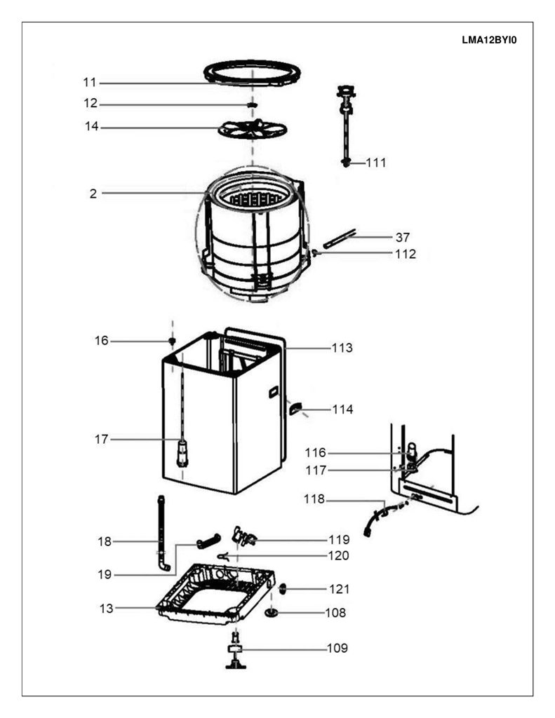 Conjunto de cubierta para lavadora Mabe - Pieza genuina 12138000A26967 CKD30907 CKD3090