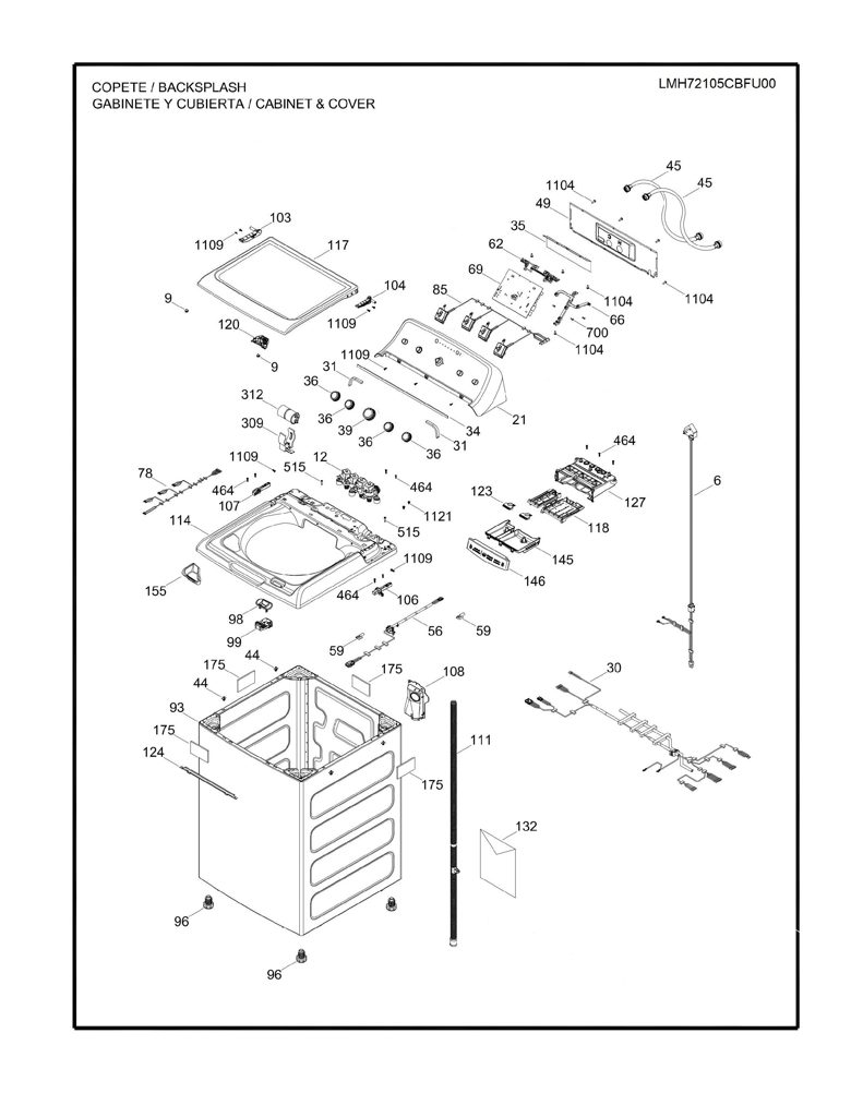 Ensamblaje de Etiqueta y Parte Superior para Lavadora Mabe 233D2588G018 CKD30910 CKD3091