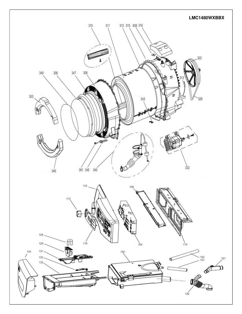 Soporte Frontal Lavadora 19838100002330 CKD30913 Mabe CKD3091
