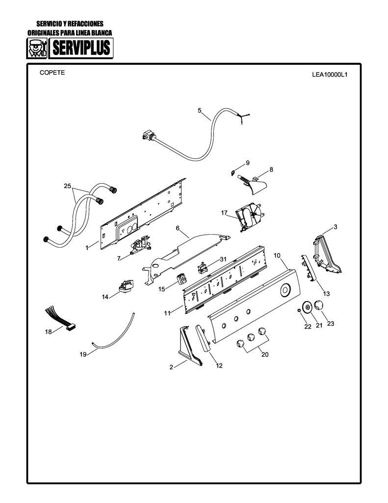 Ribete Superior Derecho para Lavadora Mabe 175D2301P012 CKD31194 CKD3119