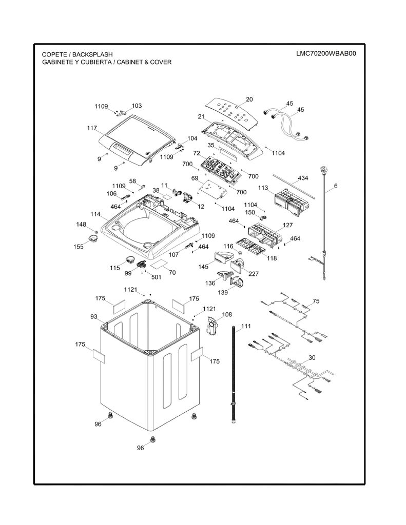 Tapa para lavadora Mabe 233D2642G006 CKD31278 CKD3127