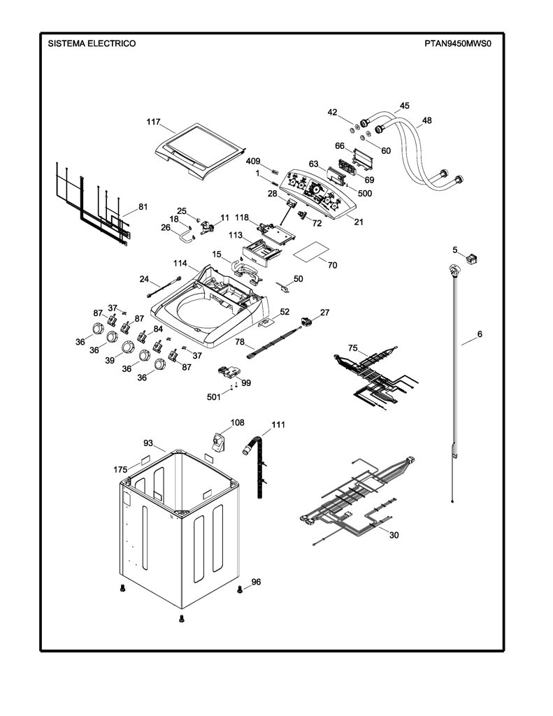Conjunto de Tapa y Gráficos (Gris) para Lavadora Mabe 189D5010G015 CKD31312 CKD3131