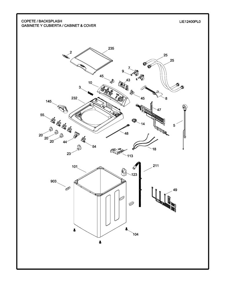 Transferencia de calor superior para lavadora Mabe 189D3485G015 CKD31444 CKD3144