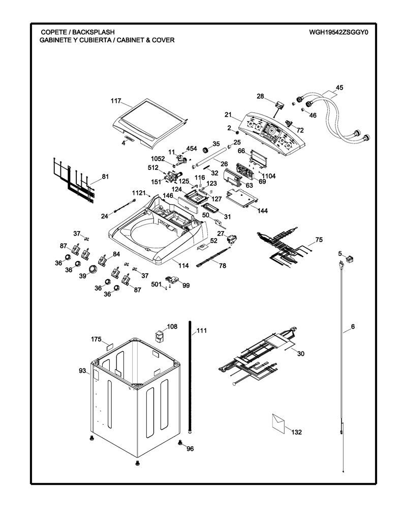 Moldura y gráficos para Lavadora GE - Original 189D5010G026 CKD31482 CKD3148