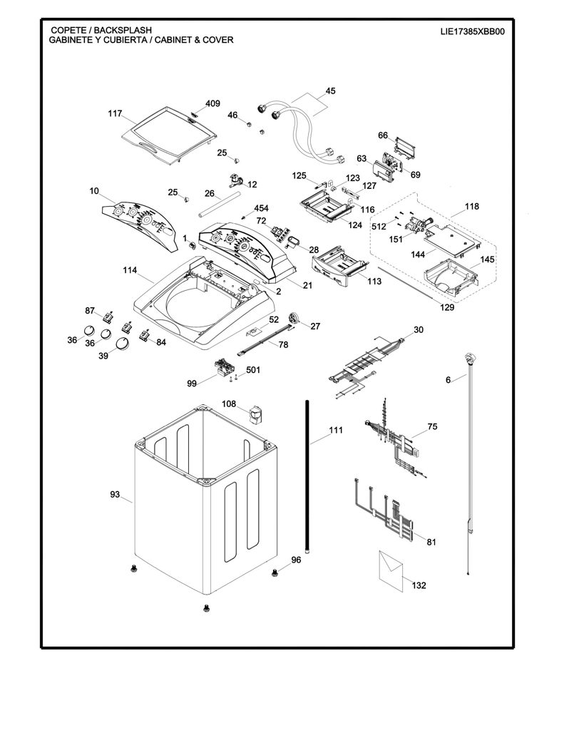 Ensamblaje de Caja de Sifón Lavadora Mabe 233D1185G008F CKD31652 CKD3165