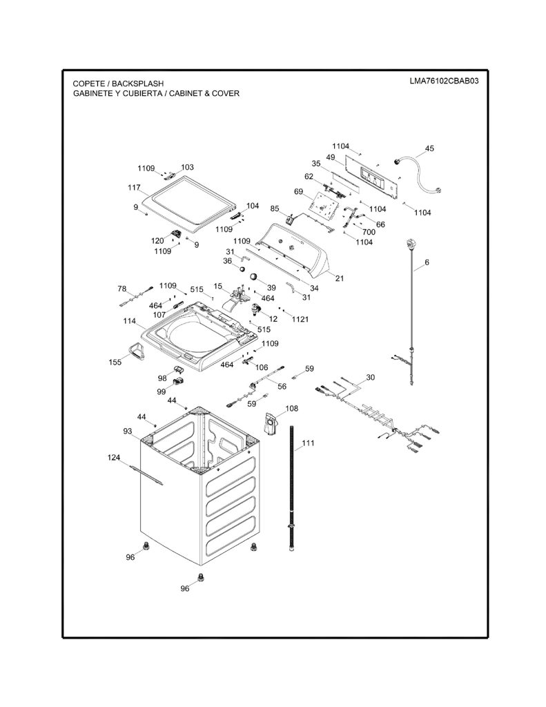 Conjunto de panel de control Lavadora Mabe 233D2988G002 CKD31653 CKD3165