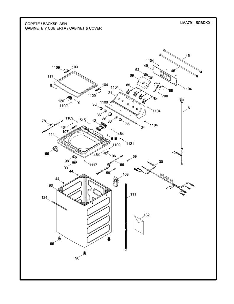 Ensamblaje de embellecedor IML para lavadora Mabe 233D2437G003 CKD31746 CKD3174