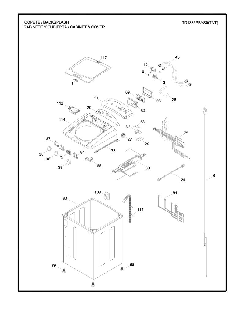 Cubierta del panel de control Mabe para lavadora GE 189D4251P001 CKD31856 CKD3185