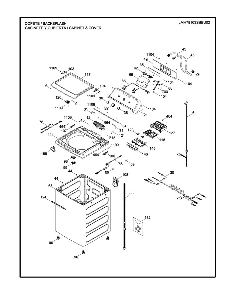 Etiqueta y Ensamblaje de Cabezal para Lavadora Mabe 233D2590G006 CKD31865 CKD3186