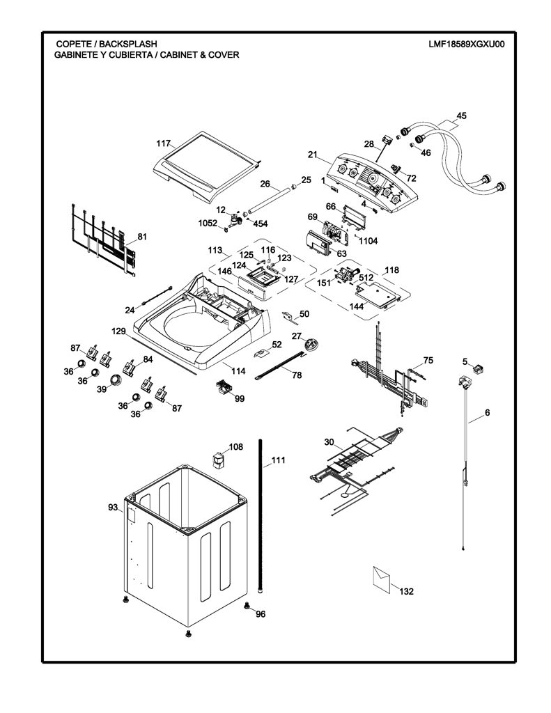 Tapa y gráficos para lavadora Mabe - Pieza original 233D1823G002 CKD31879 CKD3187