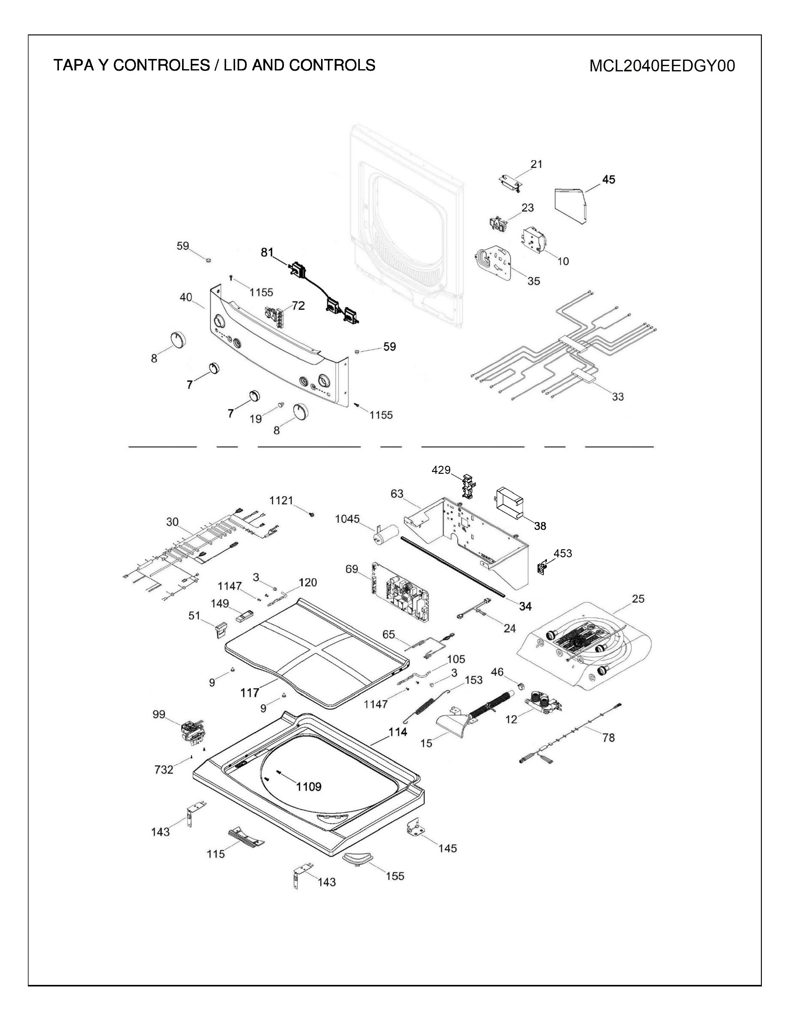 Kit de Placa y Switch para Lavadora Mabe 233D3016G003 CKD31885 CKD3188
