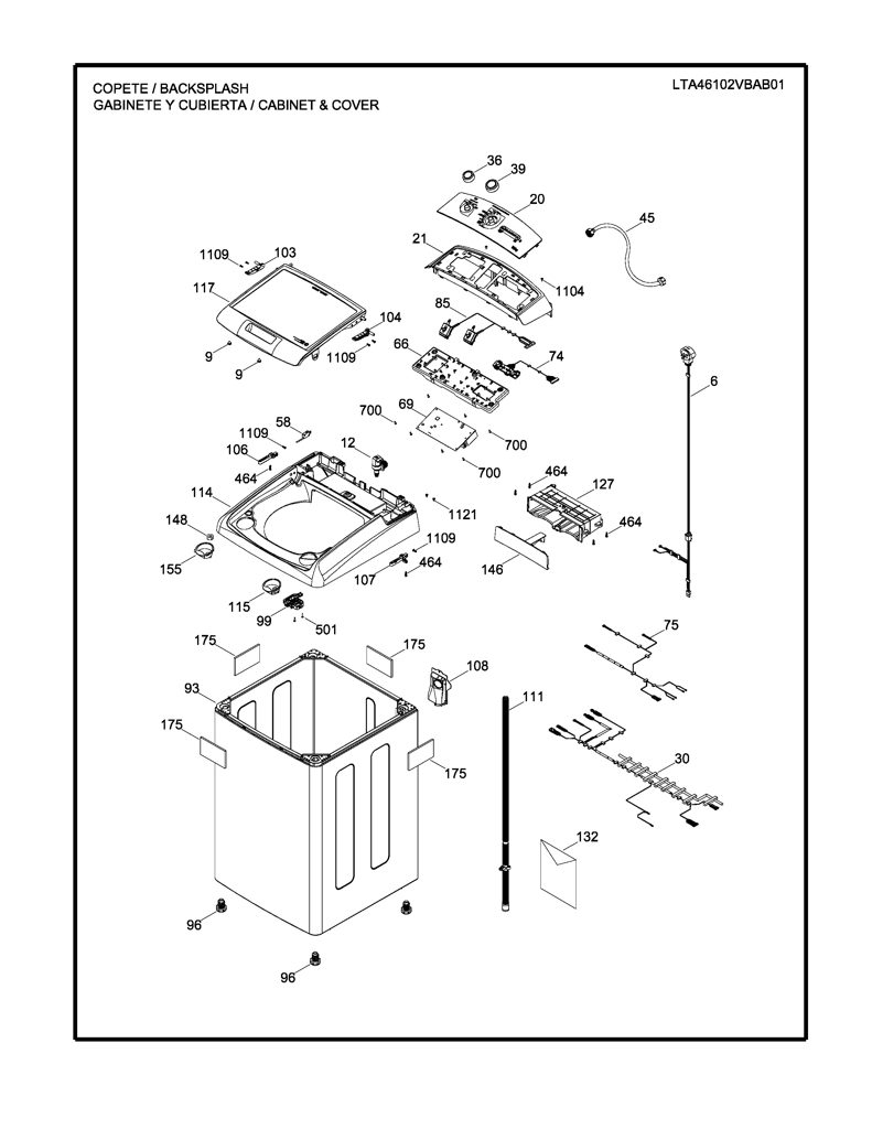 Conjunto de bisel para lavadora Mabe - WW01L01560 CKD31919 CKD3191