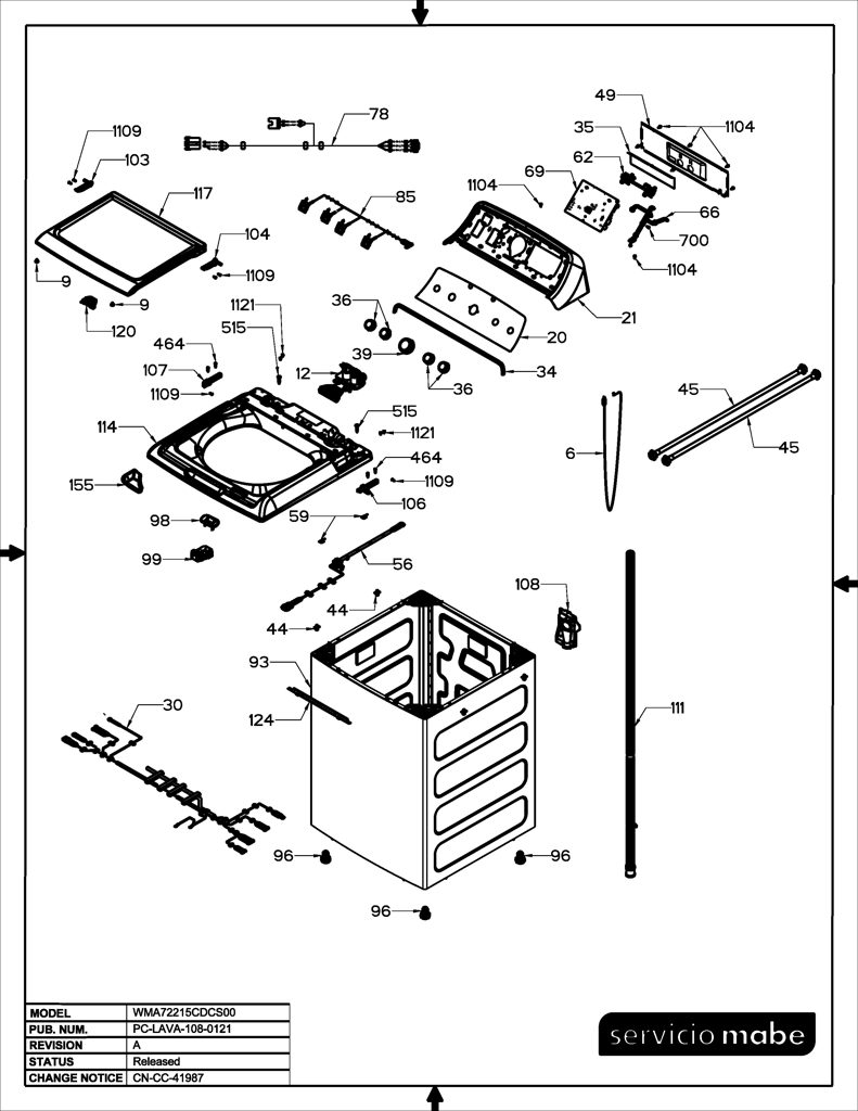 Kit de placa y interruptor para lavadora Mabe WW01A00788 233D3042G022 CKD32042 CKD3204