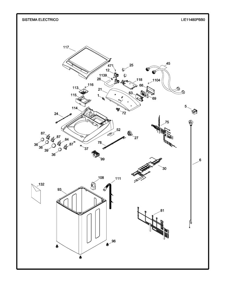 Panel Superior y Gráficos para Lavadora Mabe (Blanco) 189D5011G006 CKD32049 CKD3204