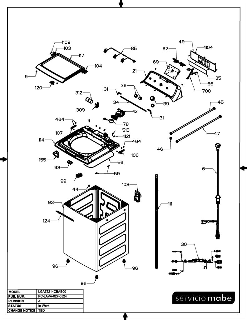 Kit Tablero y Panel de Control GE Costco 3.8 para Lavadora Mabe 233D3152G059 CKD32086 CKD3208