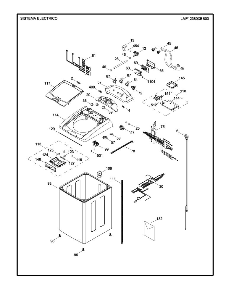 Cubierta para Lavadora Mabe - Panel de Control 233D2162P001 CKD32102 CKD3210