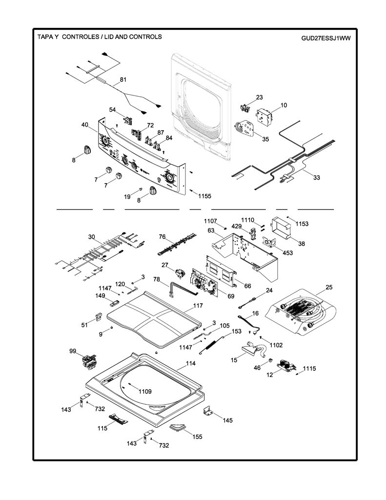 Panel de acceso para lavadora GE - Repuesto original 189D5246P005 CKD32106 CKD3210