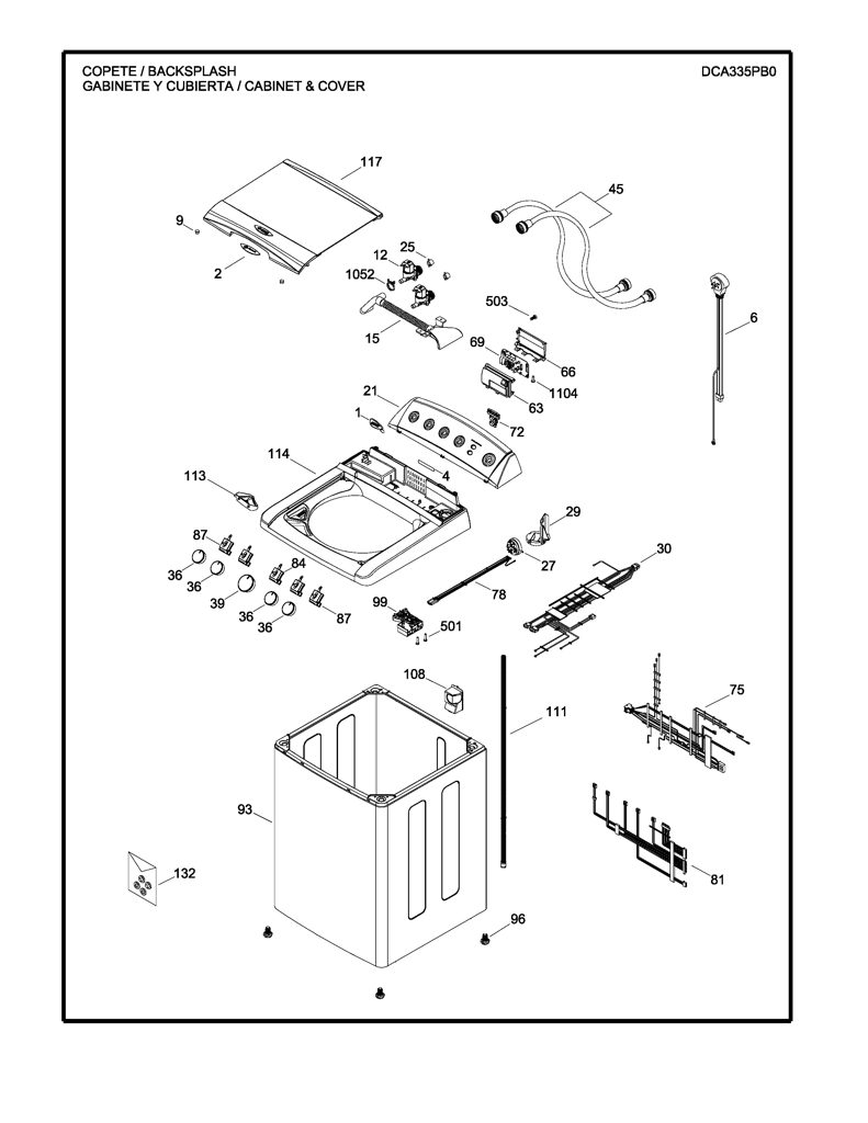 Parte Superior Gráfica para Lavadora Mabe 233D1398G001 CKD32159 CKD3215