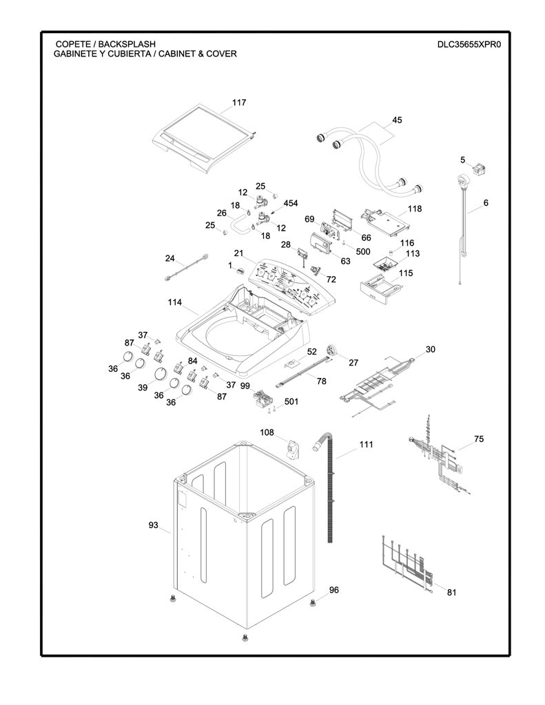Conjunto de Panel Superior y Gráficos (Gris) para Lavadora Mabe 189D4313G013 CKD32160 CKD3216