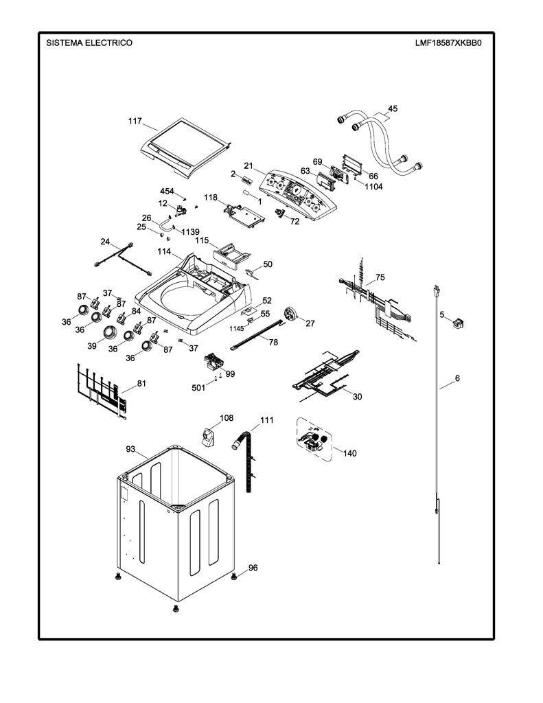 Ensamblaje dispensador para lavadora Mabe - Pieza original 189D2255G029 CKD32169 CKD3216